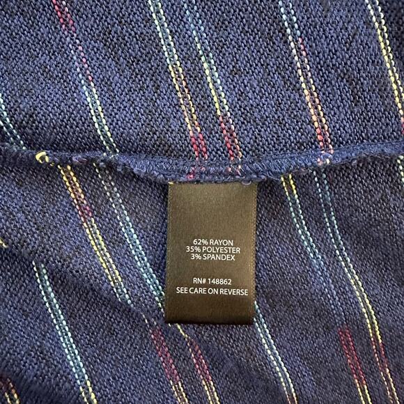 Torrid Open Lightweight Cardigan Blue Multi Rainbow Stripe Long Sleeve Sz 2 = 2X - Picture 9 of 9